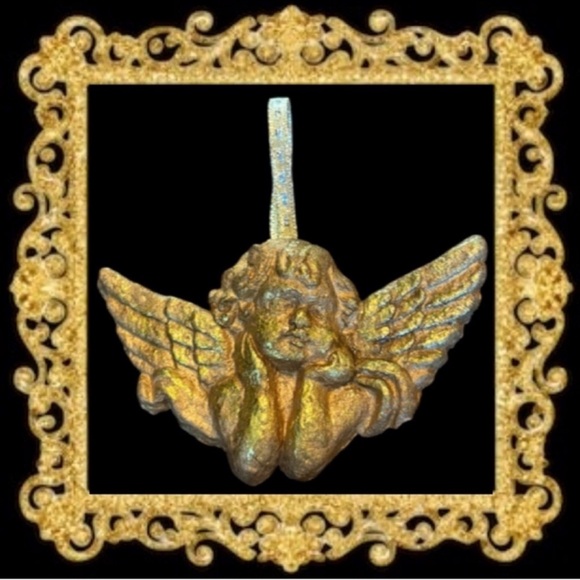 Vintage Gold Ornament Handmade Christmas Ornament Angel Cherub Victorian Luxury - Picture 5 of 11